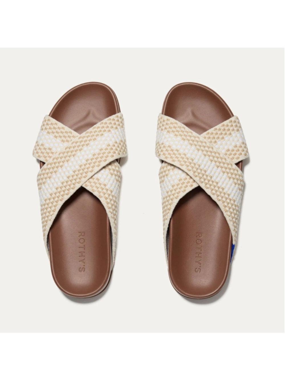 Rothy’s The Weekend Slide Vanilla Cone Sandal 9.5 Ecru Crisscross EXCELLENT